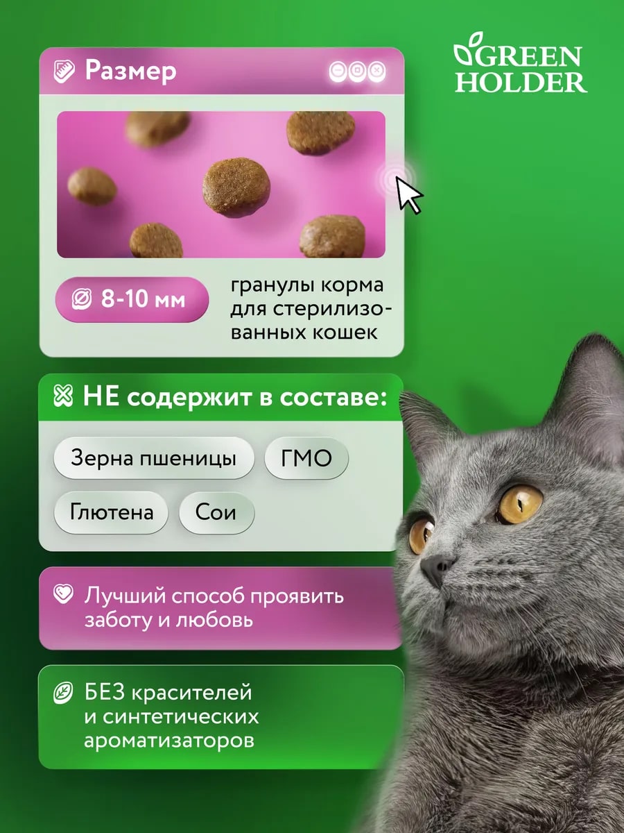 Корм для взрослых стерилизованных кошек и кастрированных котов